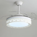 Elegant White Hollow Round Ceiling Fan with LED Light Image - 4