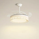 Elegant White Hollow Round Ceiling Fan with LED Light Image - 5