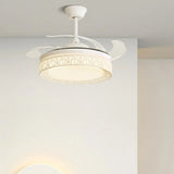 Elegant White Hollow Round Ceiling Fan with LED Light Image - 6