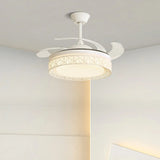 Elegant White Hollow Round Ceiling Fan with LED Light Image - 7