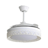 Elegant White Hollow Round Ceiling Fan with LED Light Image - 9