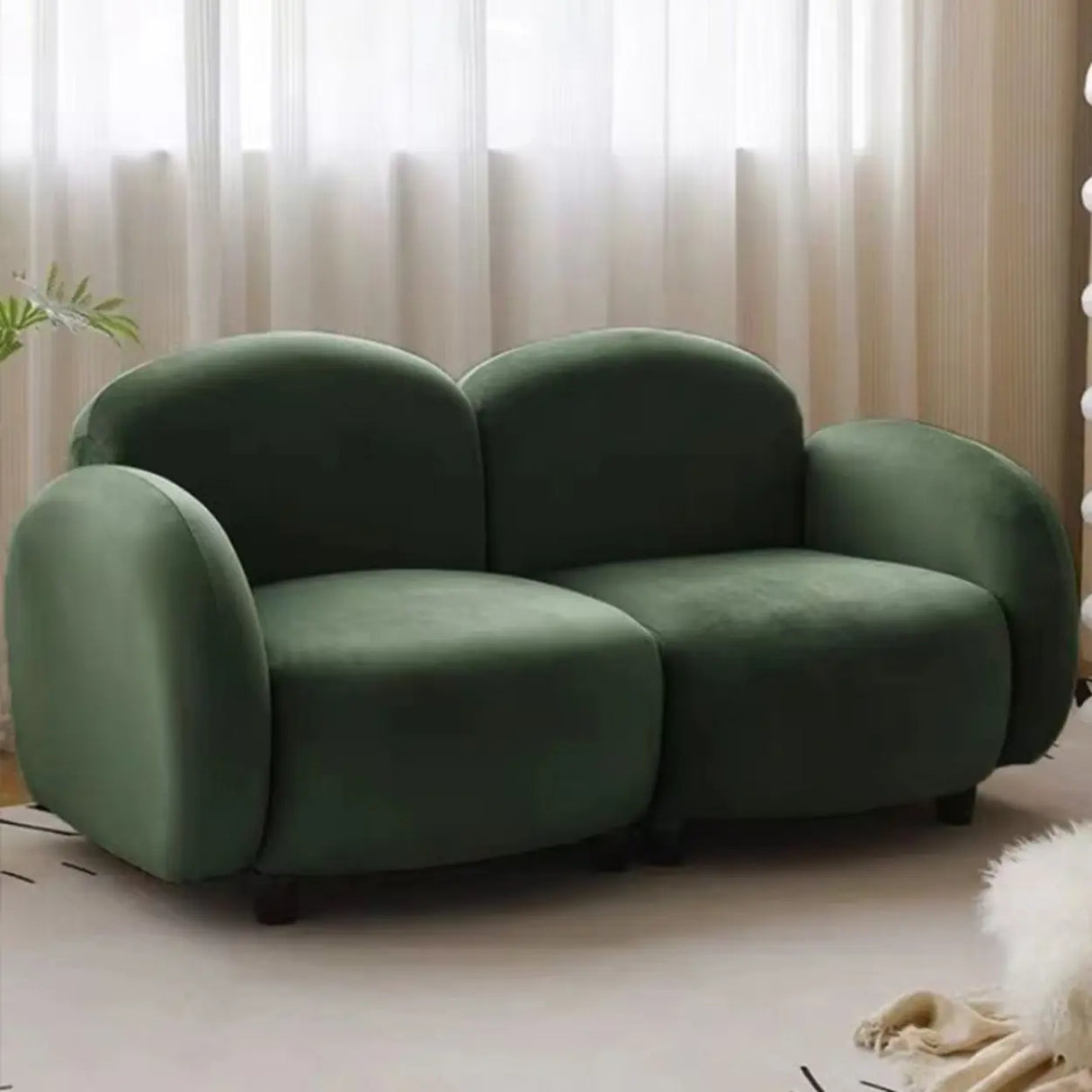 Elegant White Sherpa Tight Back Foam Fill Loveseat Image - 14