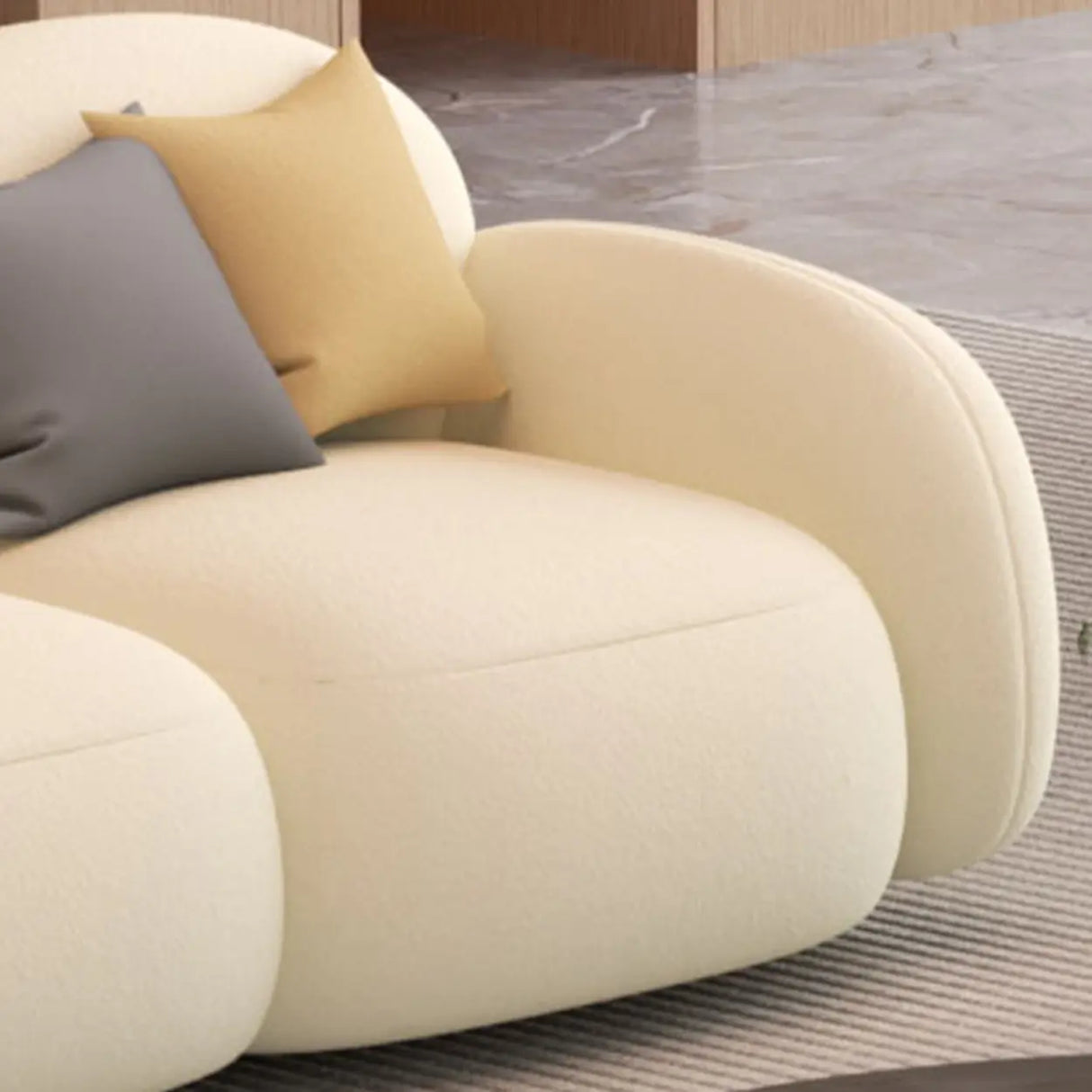 Elegant White Sherpa Tight Back Foam Fill Loveseat Image - 18