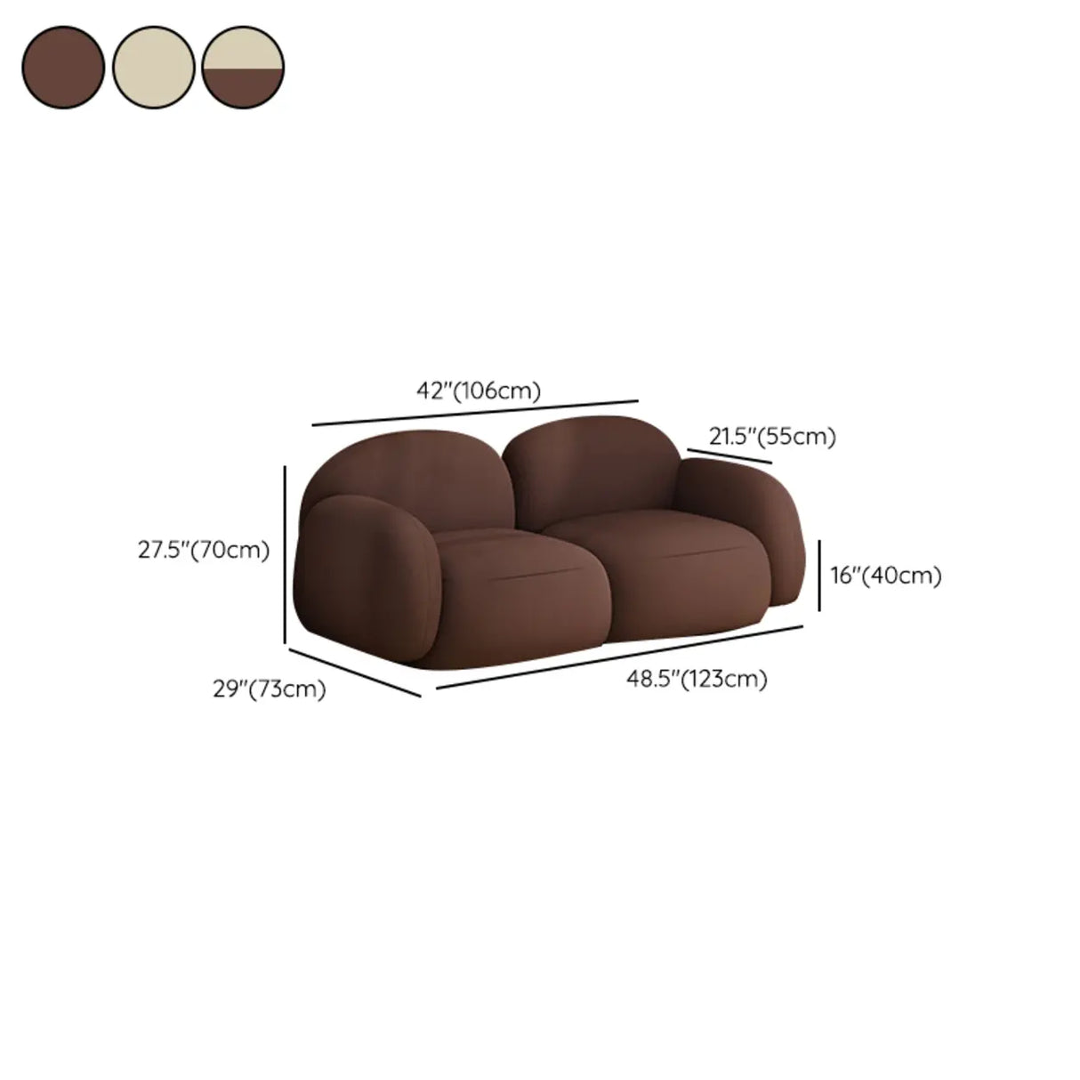 Elegant White Sherpa Tight Back Foam Fill Loveseat Image - 23