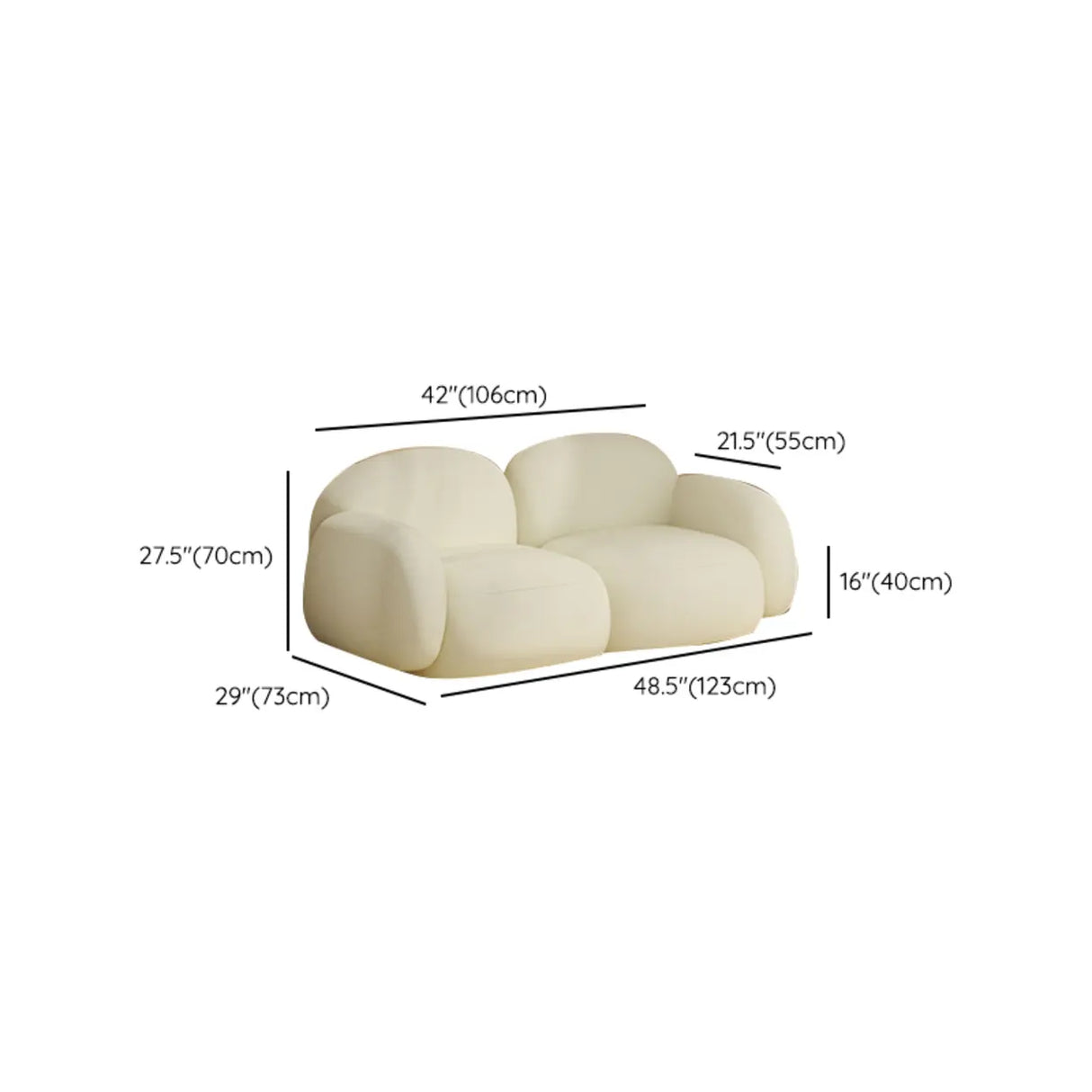 Elegant White Sherpa Tight Back Foam Fill Loveseat Image - 25