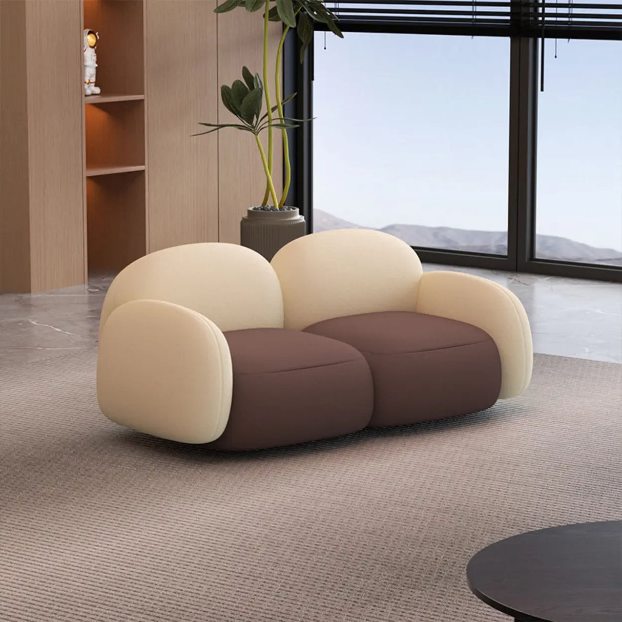 Elegant White Sherpa Tight Back Foam Fill Loveseat Image - 3