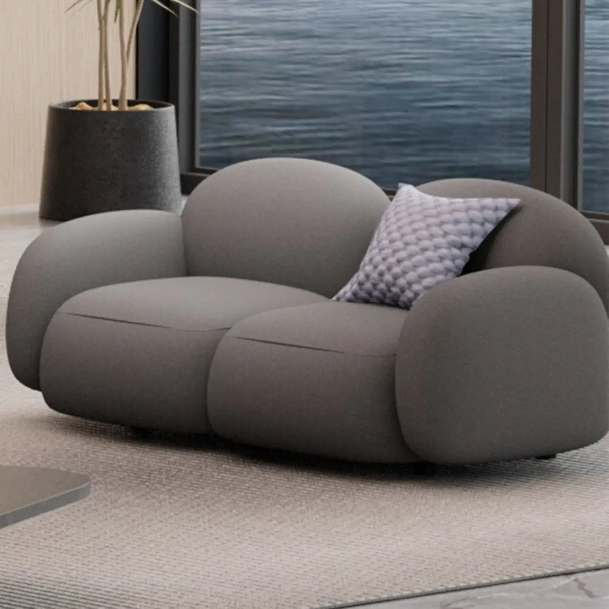 Elegant White Sherpa Tight Back Foam Fill Loveseat Image - 4