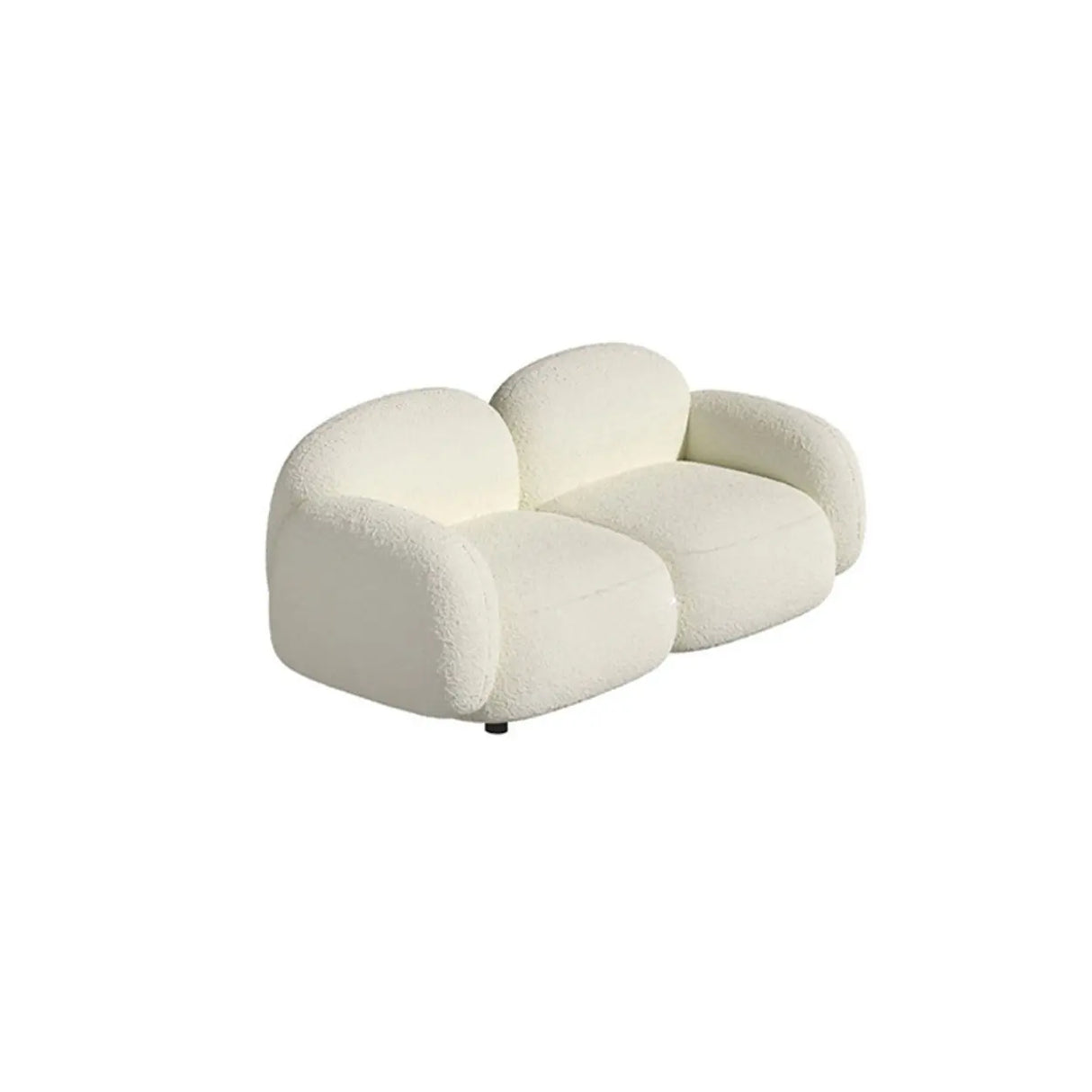 Elegant White Sherpa Tight Back Foam Fill Loveseat Image - 9