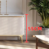 Elegant White Stone Enclosed Storage Rectangle TV Stand Image - 5