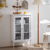 Elegant White Wave Design Metal Storage China Cabinet Image - 1