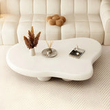 Elegant White Wooden Free-Form Shape Coffee Table Image - 11