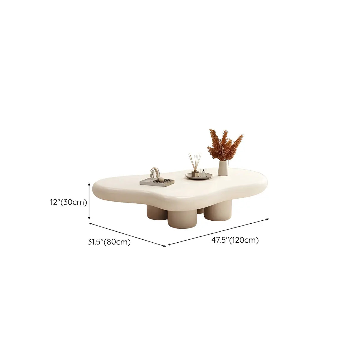 Elegant White Wooden Free-Form Shape Coffee Table Image - 16