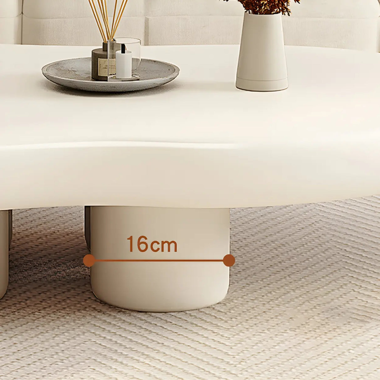 Elegant White Wooden Free-Form Shape Coffee Table Image - 6