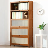 Elegant Wooden Mesh Closed Back Rectangular Bookcases Image - 42