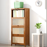 Elegant Wooden Mesh Closed Back Rectangular Bookcases Image - 47