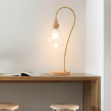 Elegant Wooden Round Glass Clear Lampshade Table Lamp Image - 1