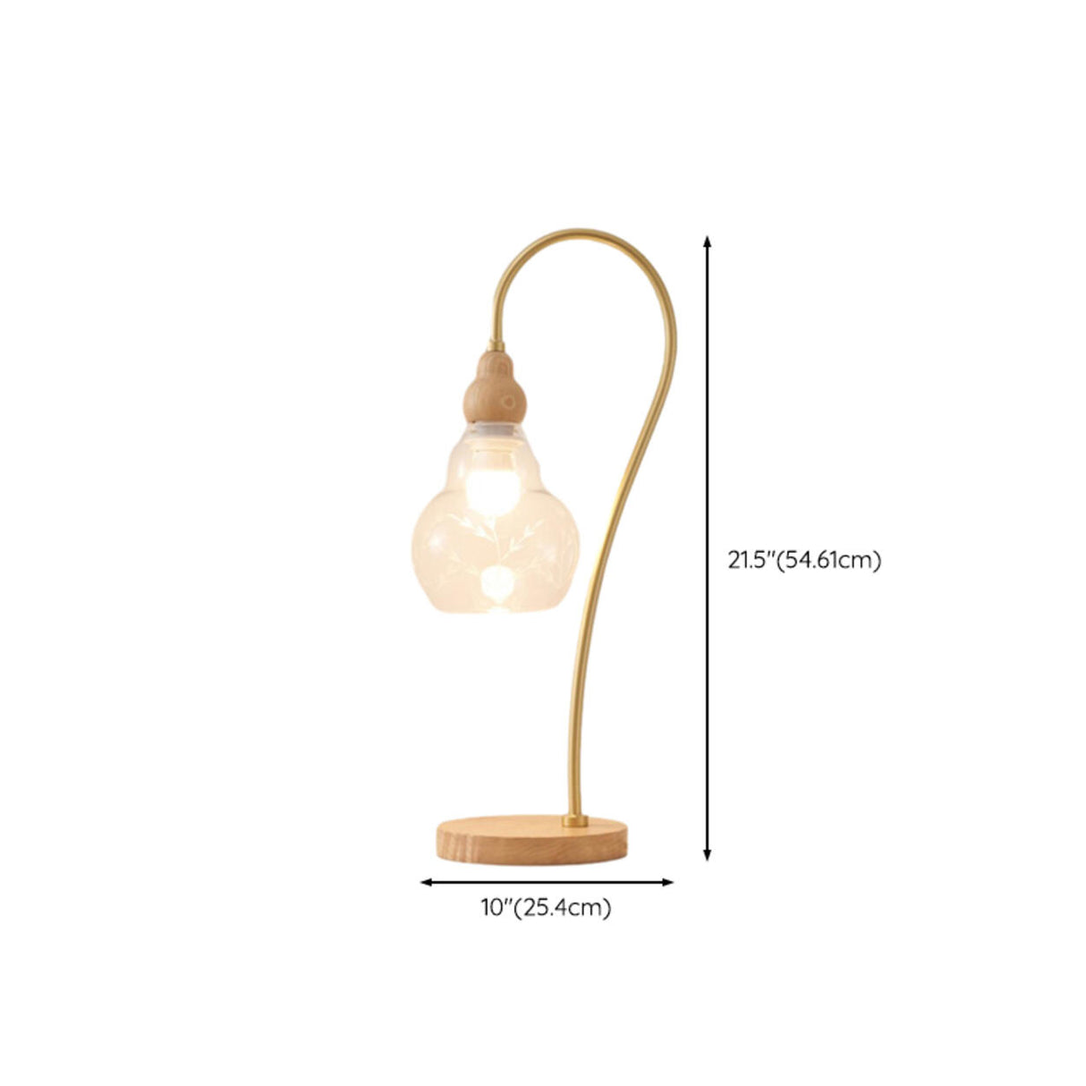Elegant Wooden Round Glass Clear Lampshade Table Lamp 