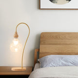 Elegant Wooden Round Glass Clear Lampshade Table Lamp Image - 3