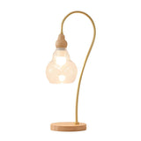 Elegant Wooden Round Glass Clear Lampshade Table Lamp Image - 5