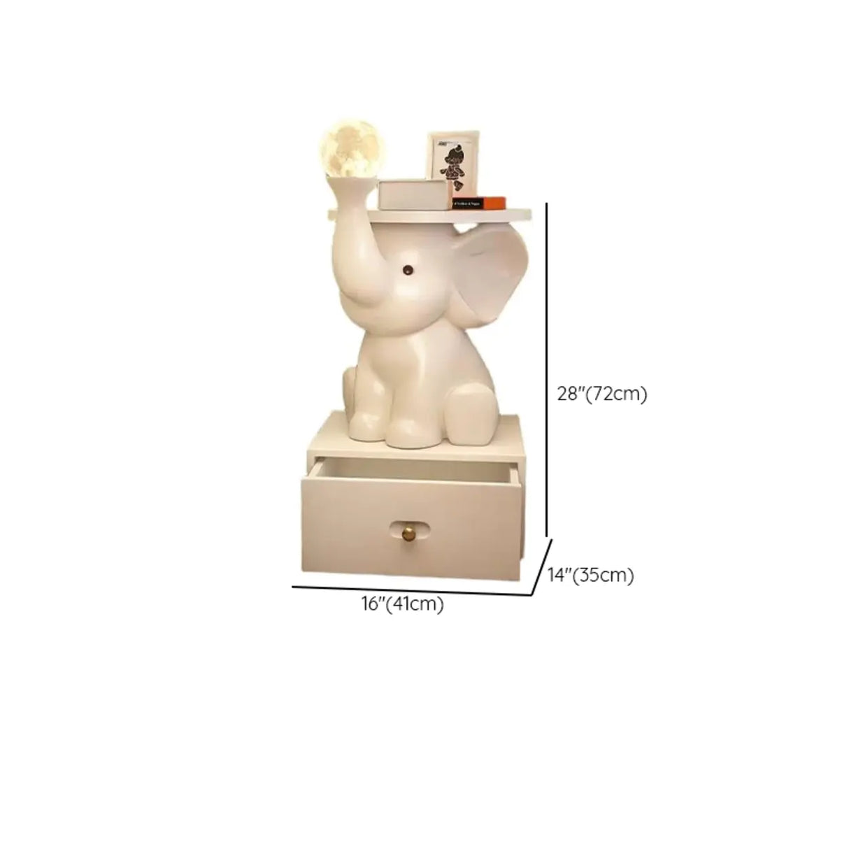 Elephant Shape Resin Wood Kids Nightstand with Light Image - 12
