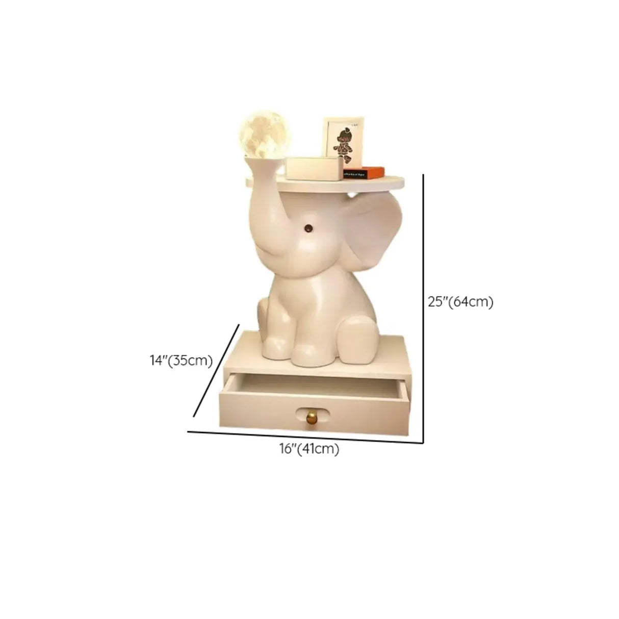 Elephant Shape Resin Wood Kids Nightstand with Light Image - 14