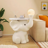 Elephant Shape Resin Wood Kids Nightstand with Light Image - 1
