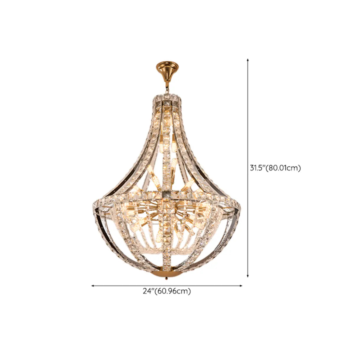 Empire Crystal Gold Sputnik Large Foyer Chandelier 