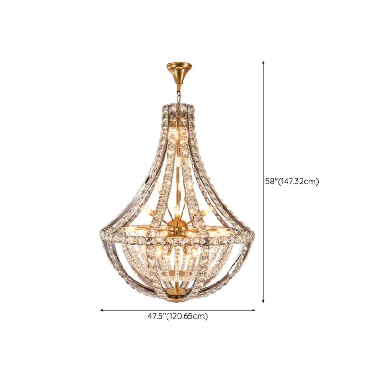 Empire Crystal Gold Sputnik Large Foyer Chandelier Image - 21