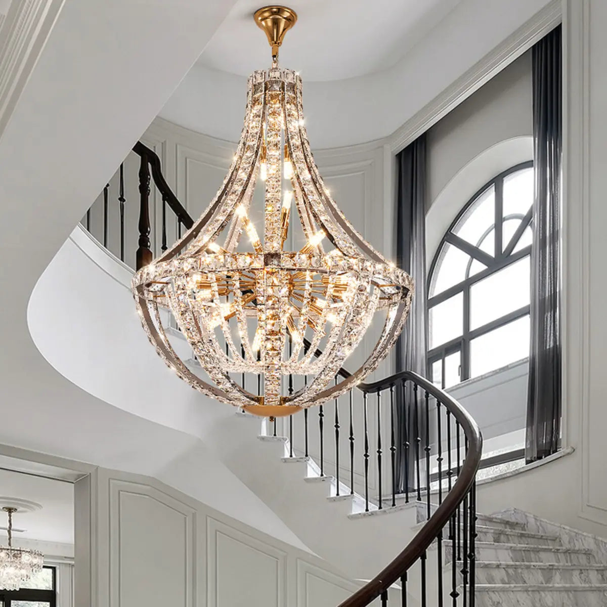 Empire Crystal Gold Sputnik Large Foyer Chandelier Image - 6