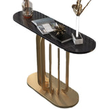 Entrance Abstract Base Elliptical Marble Black Console Table Image - 2