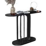 Entrance Abstract Base Elliptical Marble Black Console Table Image - 3