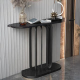 Entrance Abstract Base Elliptical Marble Black Console Table Image - 5