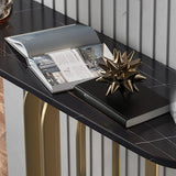 Entrance Abstract Base Elliptical Marble Black Console Table Image - 6