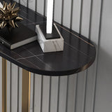 Entrance Abstract Base Elliptical Marble Black Console Table Image - 8