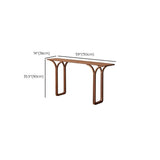 Entrance Curved Wood Walnut Sled Base Console Table Image - 11