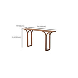 Entrance Curved Wood Walnut Sled Base Console Table Image - 12