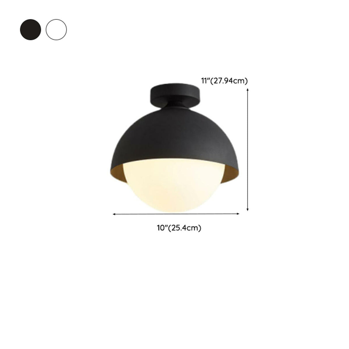 Entrance Mini Black Ball Semi-Flush Mount Ceiling Light 