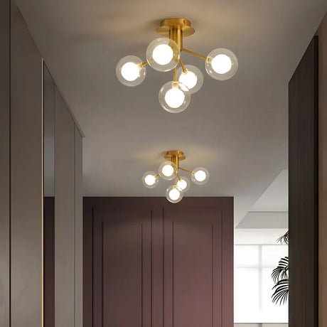 Entrance Mini Firefly Glass Semi-Flush Mount Lamp 5-Bulb Image - 1