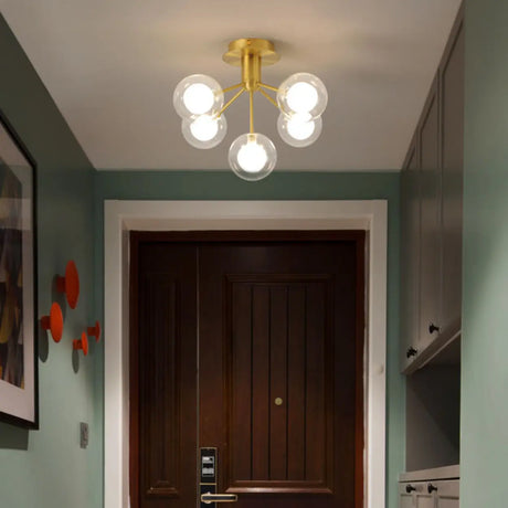 Entrance Mini Firefly Glass Semi-Flush Mount Lamp 5-Bulb Image - 2