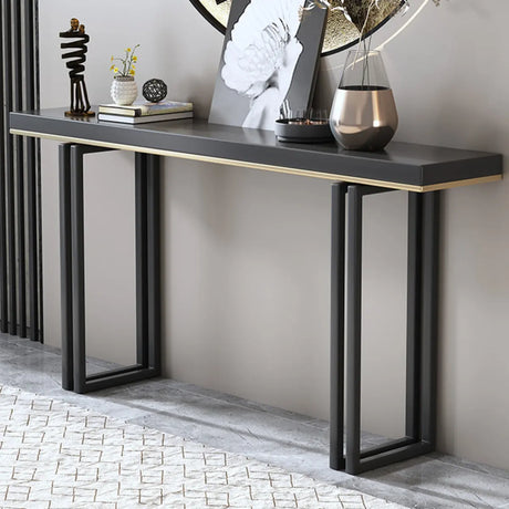 Entrance Rectangle Black Pine Metal Base Console Table Image - 1