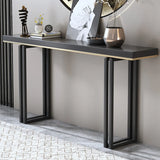 Entrance Rectangle Black Pine Metal Base Console Table Image - 1