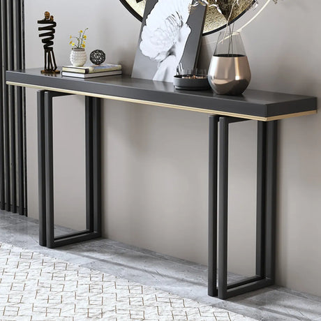 Entrance Rectangle Black Pine Metal Base Console Table Image - 1