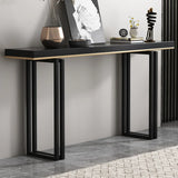 Entrance Rectangle Black Pine Metal Base Console Table Image - 3