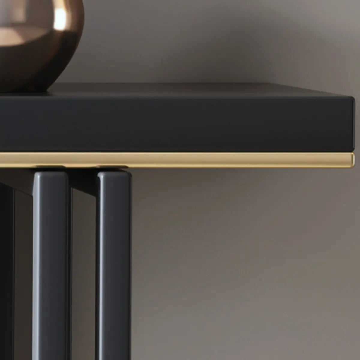 Entrance Rectangle Black Pine Metal Base Console Table Image - 5