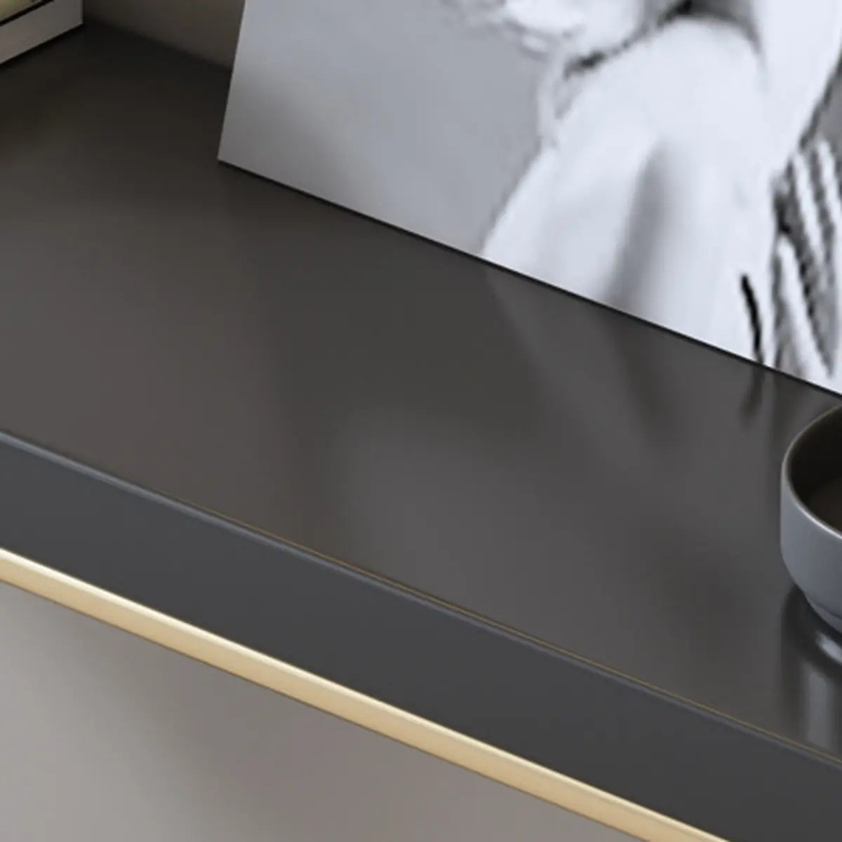 Entrance Rectangle Black Pine Metal Base Console Table Image - 7