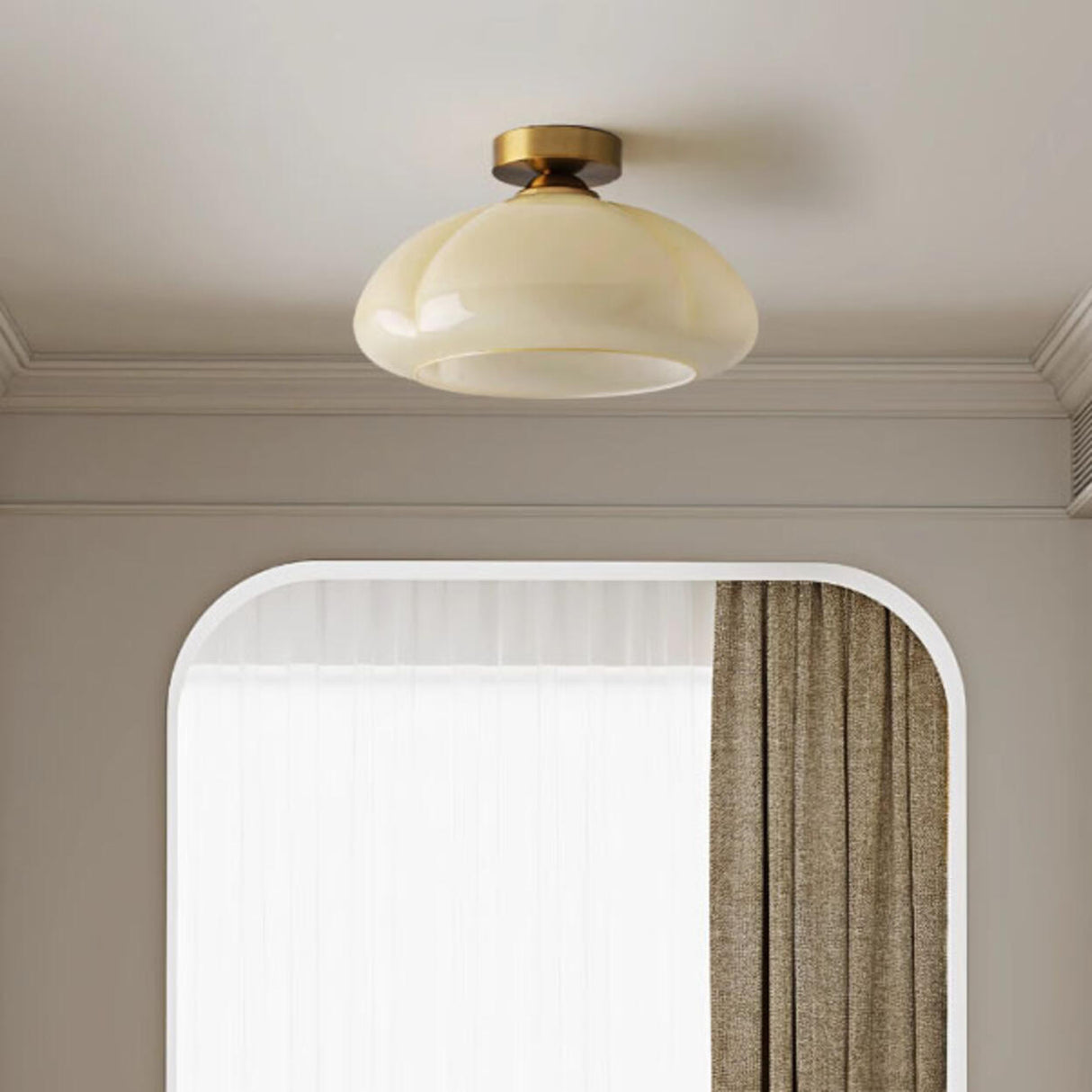 Entrance Simple Mini Dome Glass Semi-Flush Mount Light Image - 4