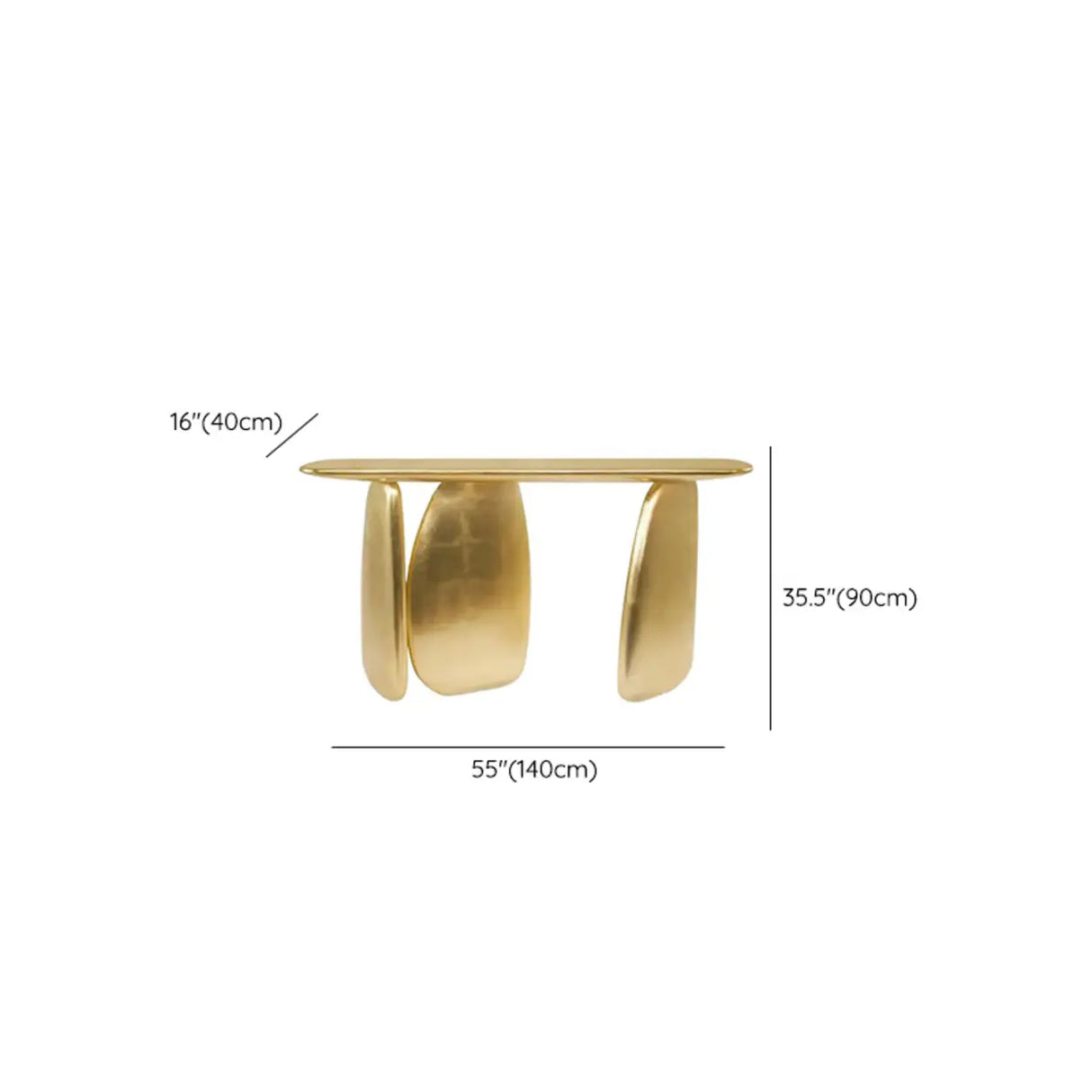 Entrance Three Leg Golden Metal Sculptural Console Table Image - 10