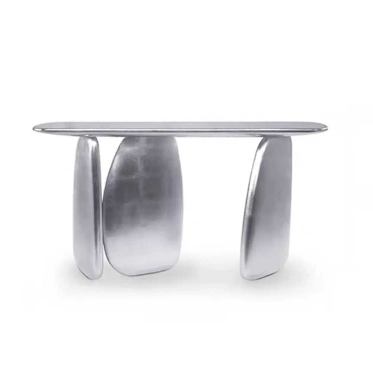 Entrance Three Leg Golden Metal Sculptural Console Table Image - 3
