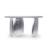 Entrance Three Leg Golden Metal Sculptural Console Table Image - 3