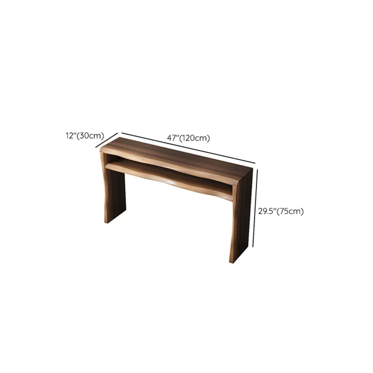 Entrance Wave Pine Wood Brown Storage Console Table Image - 10